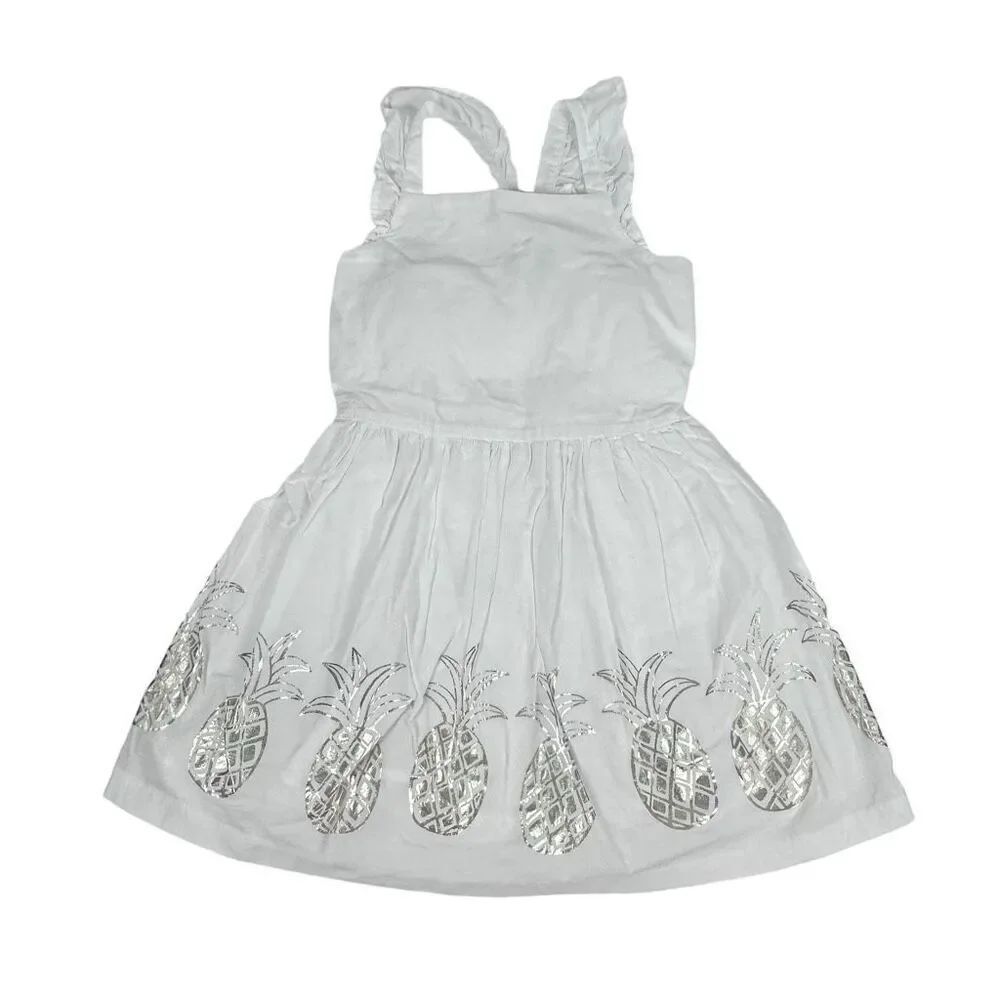 Gymboree White with Metallic Pineapple Print Dress size 6